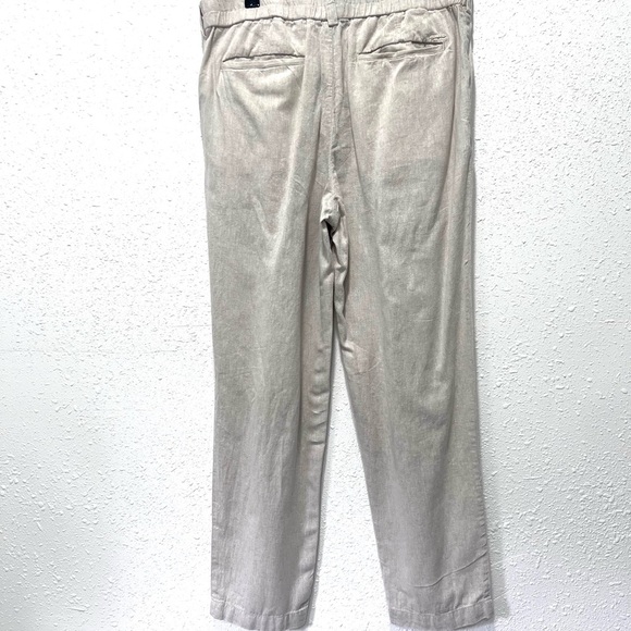Tan linen Relaxed Fit Trousers with Elastic Waistband 32/12 - Picture 7 of 8